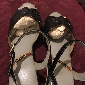 Black high healed sandals